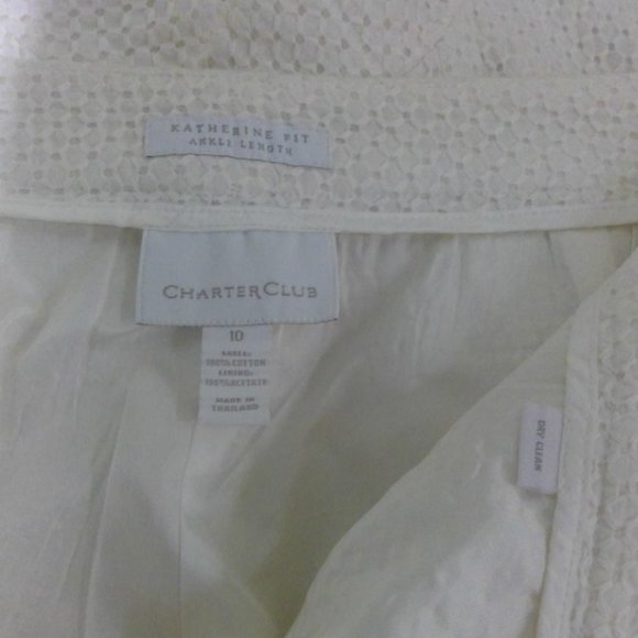Charter Club NWOT JACKET Size 12 Pants  Size 10 White/Cream Embroidered eyelet - Picture 8 of 10